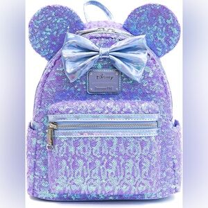 Loungefly Disney Mini Backpack, Minnie Mouse, Iridescent Sequin